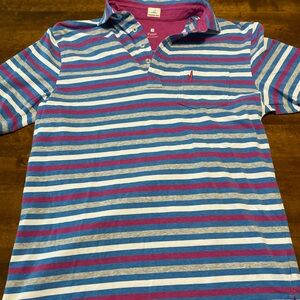 Men’s Johnnie O Hangin Out Striped Polo Shirt SS Purple/Blue Stripe Small
